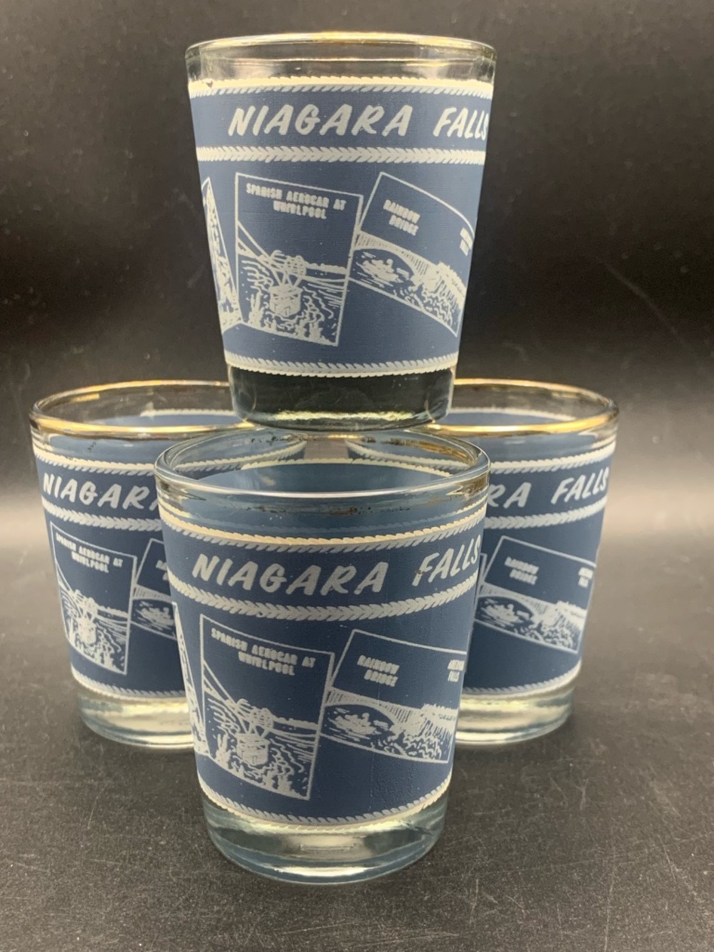 Vintage Niagara Falls Canada Shotglass Shot Glass Lot of 4 Scenic Souvenir
